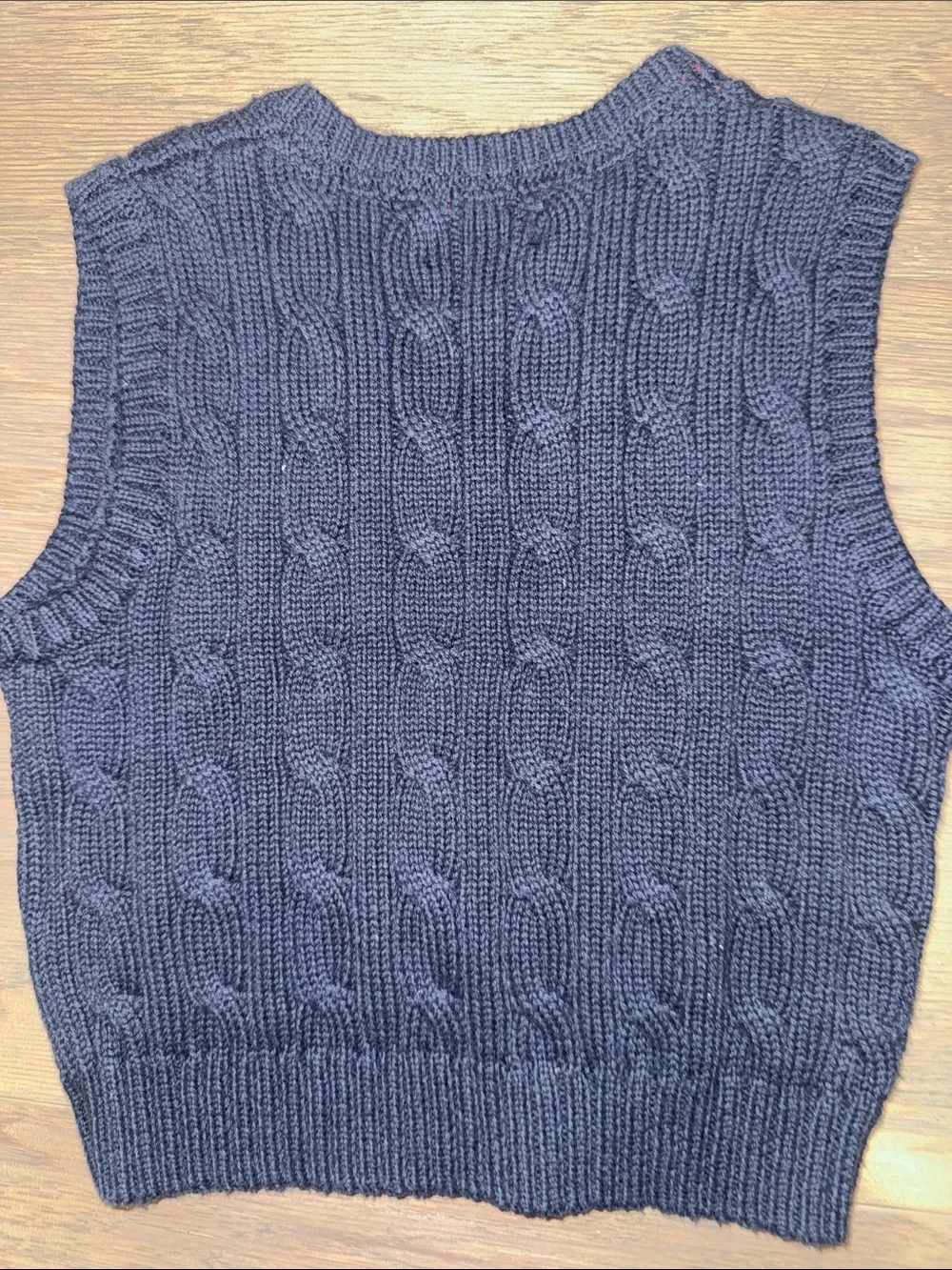 Ralph Lauren Navy Cable Knit Vest with Red Pony